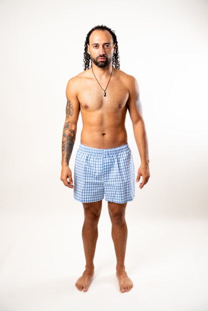 The Gingham Blue Cotton Boxer
